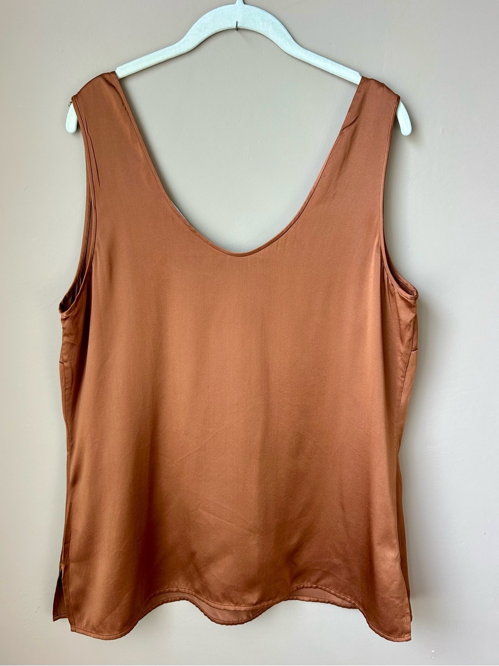 Ravella Fiora Silk Tank Sleeveless Blouse Copper Brown Size L / XL - Picture 6 of 8